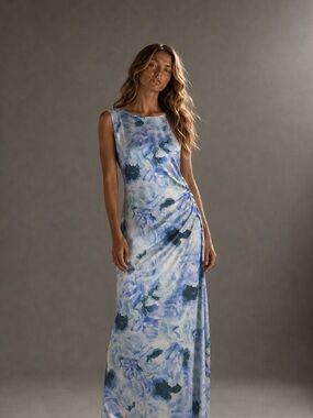 Joie Blue & Teal Watercolor Maxi Dress